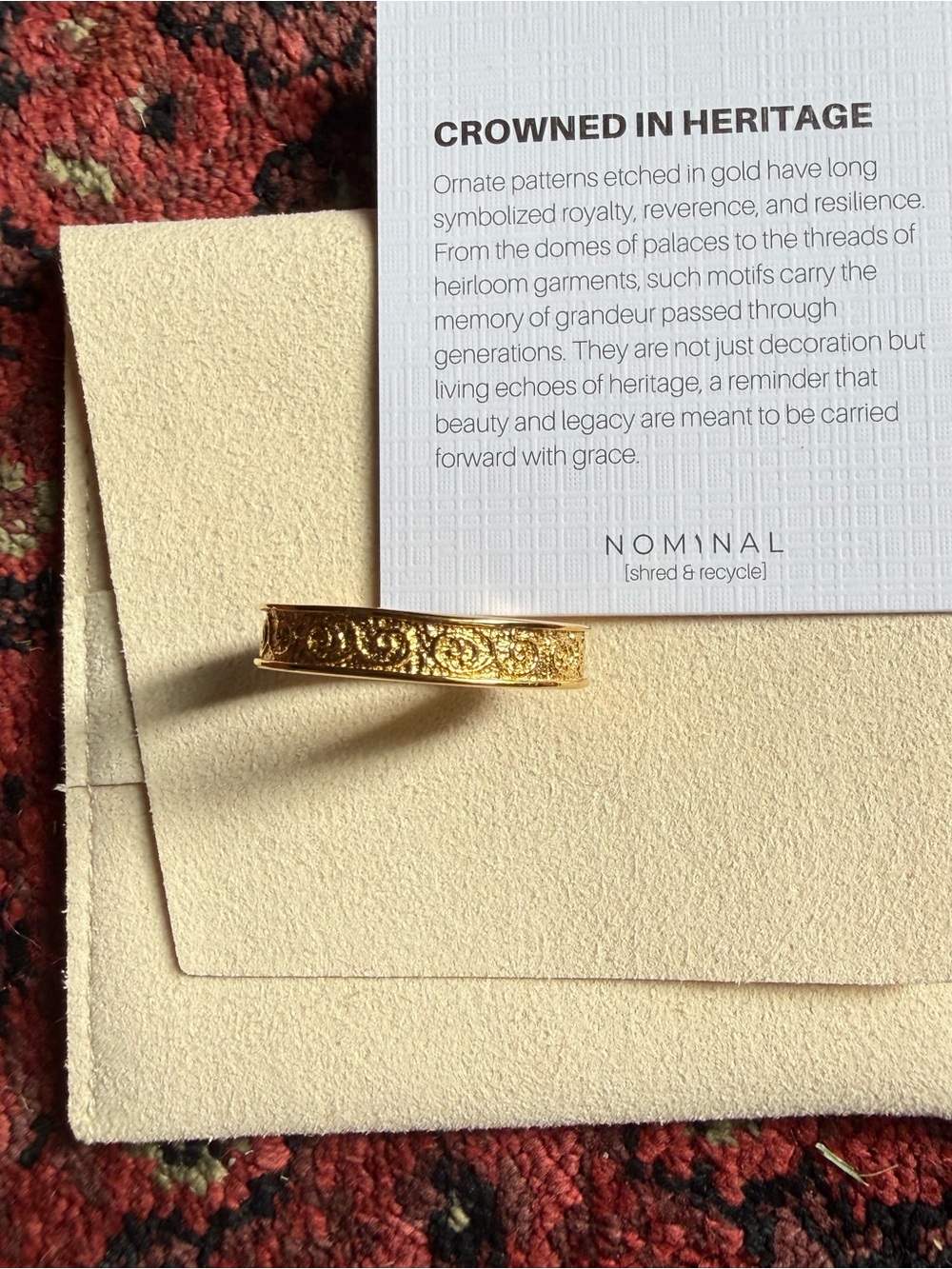 Nominal Vintage Royalty Ring Gold With Velvet Pouch (NWT) - Picture 2 of 11